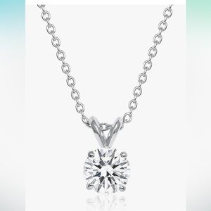 1 Carat Round Moissanite Solitaire Pendant Necklace in 14k Gold